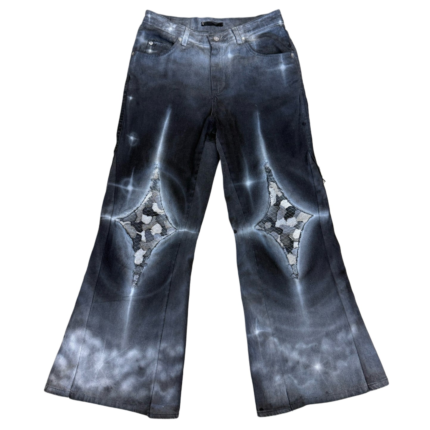 Realign Design x Planet 222 Flared & Repaired Star Denim Jeans