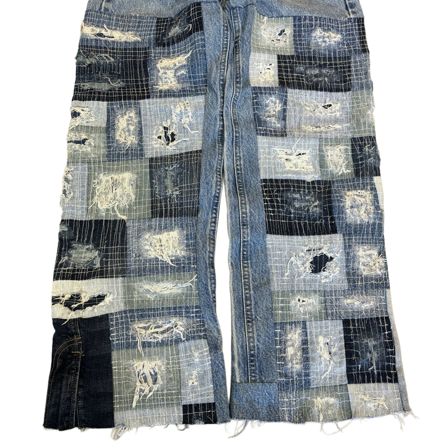 Patchwork Distressed & Repaired Denim Jeans