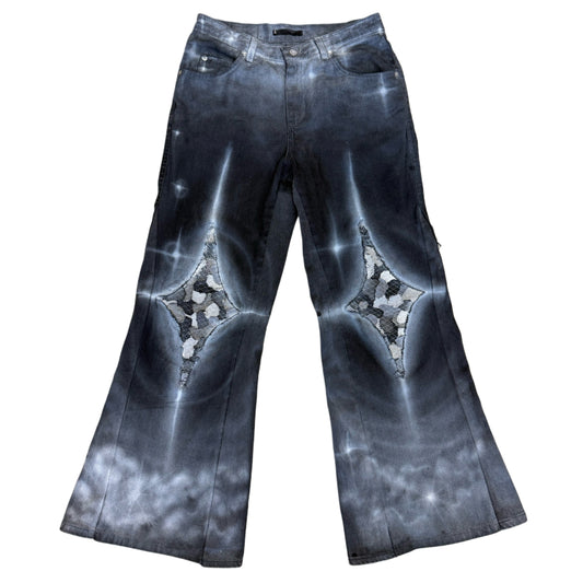 Realign Design x Planet 222 Flared & Repaired Star Denim Jeans