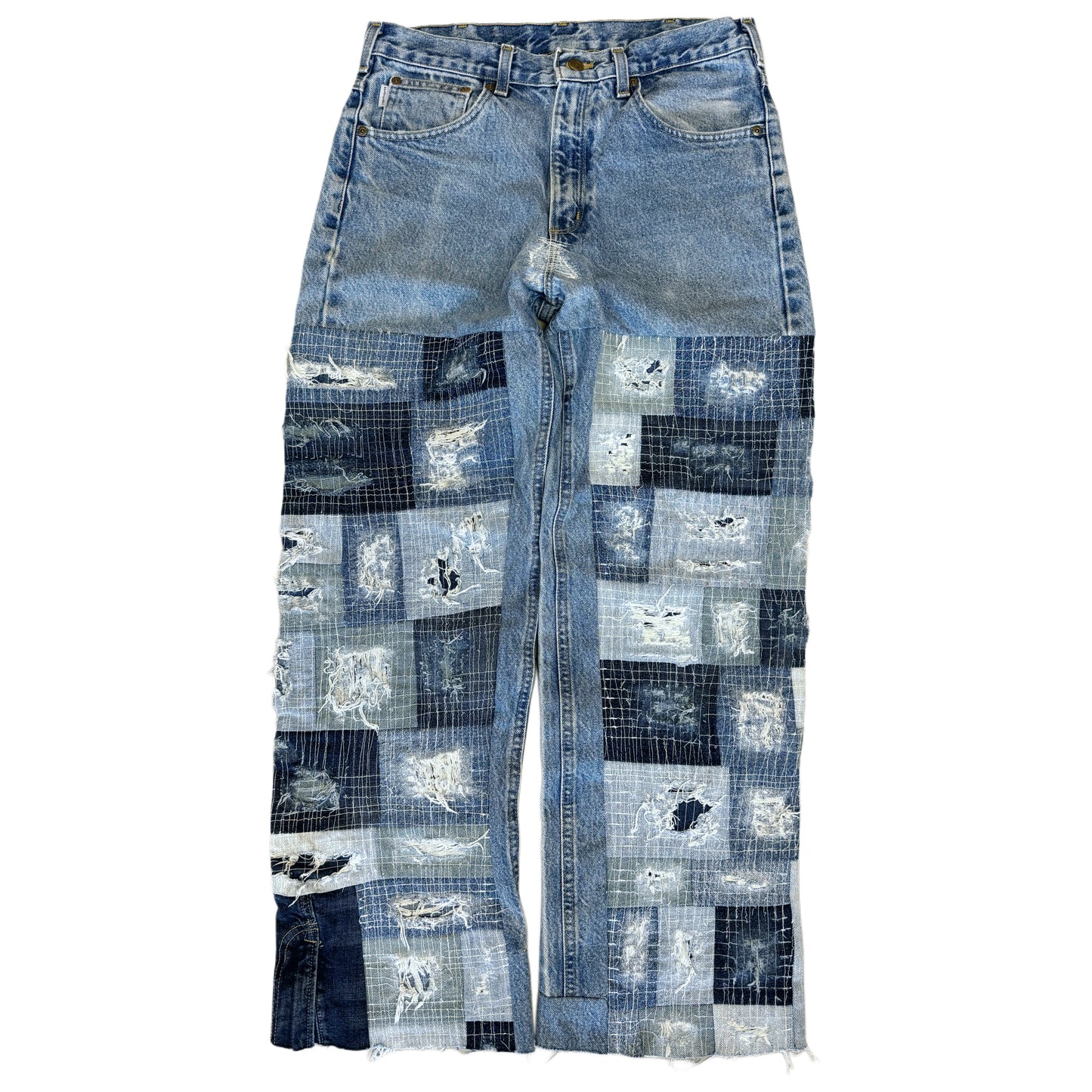 Patchwork Distressed & Repaired Denim Jeans