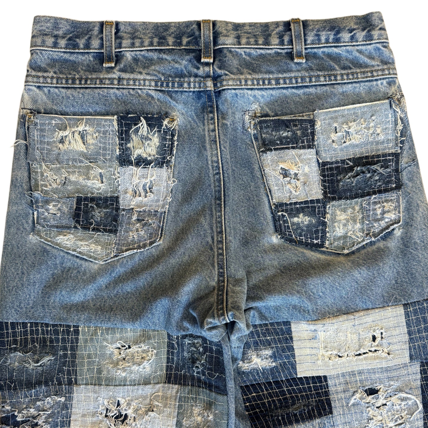 Patchwork Distressed & Repaired Denim Jeans